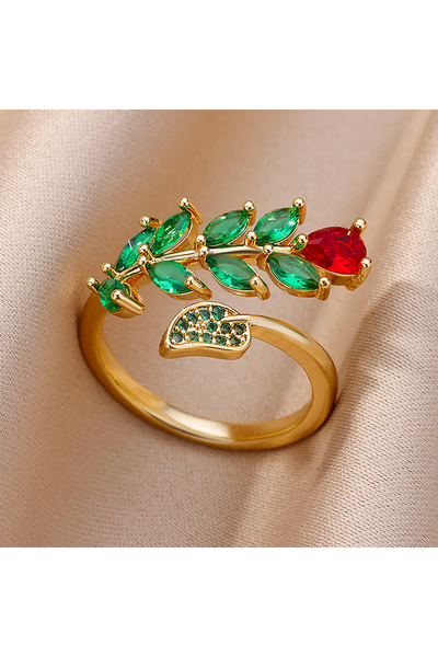 Choice JZ4376G خواتم أوراق الشجر الوردية من الزركون للنساء خاتم فاخر لامع من ...