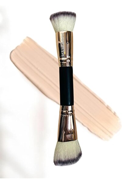 Generic Double-Ended Makeup Brush - Angled & Round Contour (Black)