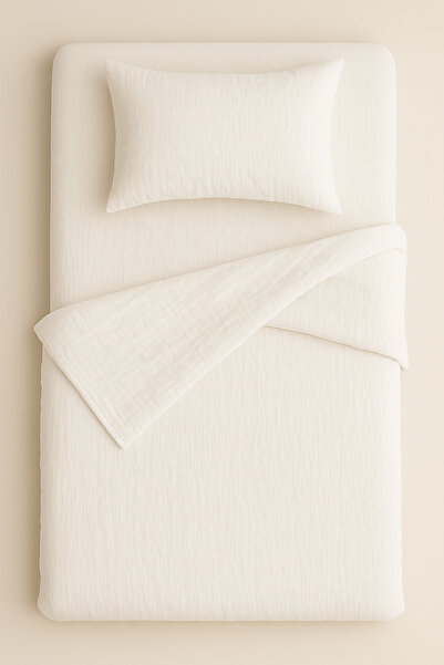 sutra 100% Cotton Muslin Fabric Single Size Fitted Sheet Duvet Cover Set