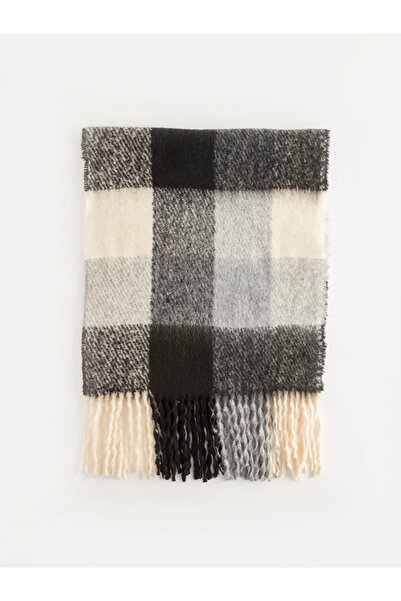 LC Waikiki Fringed Plaid Patterned Women's Scarf