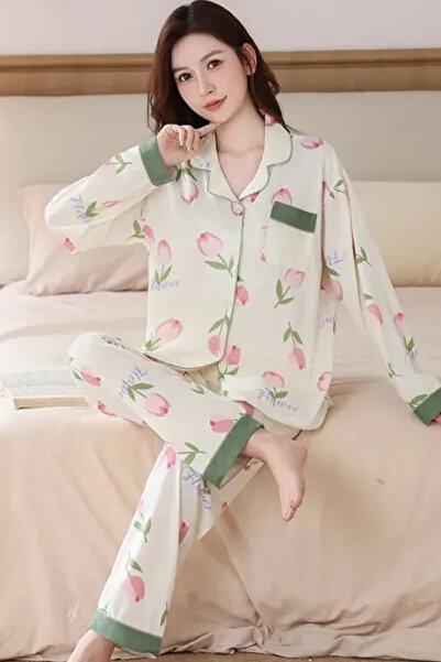 Muchmy Floral Womens Pajama Set Loungewear Relax Casual Top And Bottom Pajama