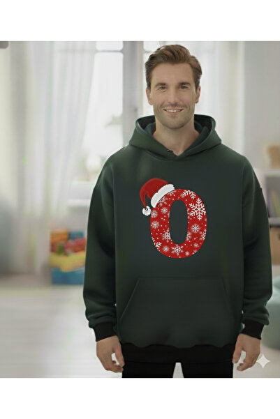 ÇAĞLA KURT M N O P R S t U V Y Z Letter Men's Christmas Themed Hooded Pocket Sweatshirt Pullover Gift Outfit