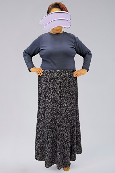 BNZ TEKSTİL Pieced Long Prayer Skirt, Viscose Flowered 8 Pieces Long Women's Skirt