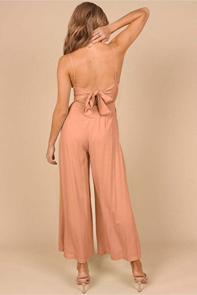 WildFashion Jumpsuit made of light and airy material, with wide-leg pants, orange M825-19