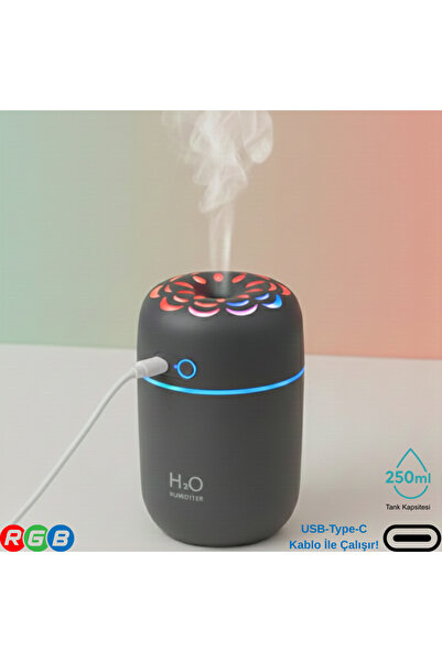 VOREX 250ML RGB Işıklı Süper Sessiz Type-C Mini Hava Nemlendirici & Aroma Dif...
