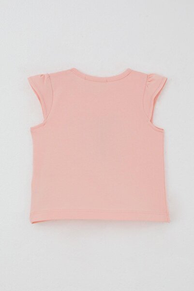 Breeze Baby Girl Shorts Set Flower Printed Butterfly Embroidered Button Accent Pieces 6 Months-2 Years, Salmon