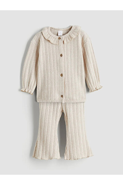 LC Waikiki Peter Pan collar Baby Girl Cardigan and Leggings