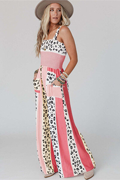 WildFashion Casual jumpsuit with wide pants made of multi-colored, multi-colored, breathable material R967-100