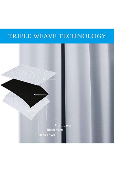 JZS Blackout Curtain 2 Panels Thermal Insulated Grey