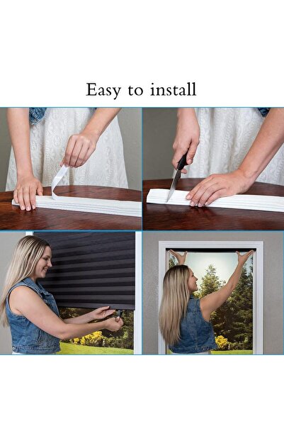 JZS Pleated Window Shades Blackout Light Filtering Easy Install Blinds