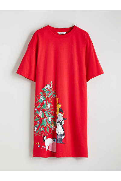 LC Waikiki Crew Neck New Year Themed Women's Nightgown