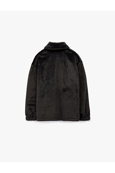 Koton guler ridicat Jachetă cu mânecă lungă din blană artificială supradimensionat cu fermoar