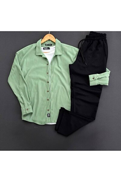 brozzi men Corded Fabric Ottoman Shirt-Bottom Set