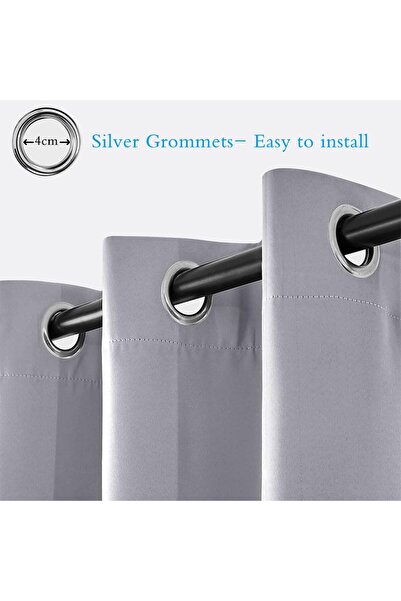 JZS Blackout Curtain 2 Panels Thermal Insulated Grey