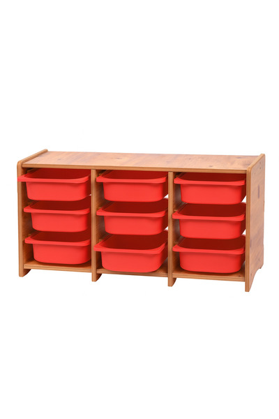 BEEVOLİ 18mm MDF Ceviz Çocuk Odası Dolabı, Kırmızı Çekmeceli 9’lu Düzenleyici...