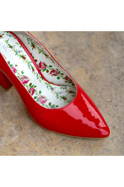 OEM Women's Shoes With Thick Heels Victoria Red Lacquer - 35