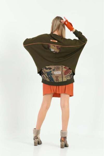 shE tekstil Digital Printed Two Thread Tunic Khaki