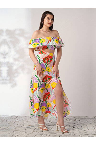 Globus By Styli Floral Print Crop Top and Maxi Skirt Co-ords