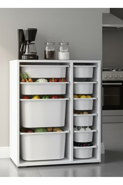 Pratico Zen 10 Sepetli Çok Amaçlı Mutfak Dolabı Beyaz 2D2K6U