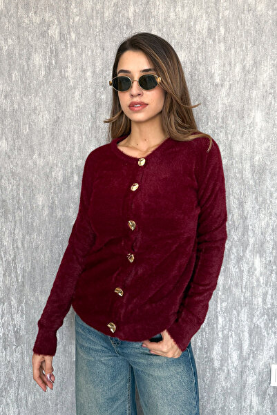 ModaPlaza Women's Beard Metal Button Cardigan 5564