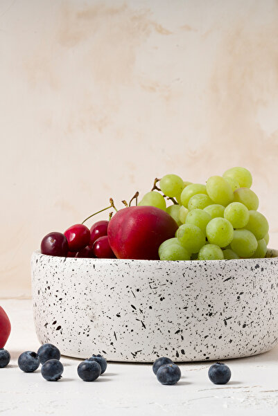 Koza Home Satin Matte White Cracked Handmade Large Presentation Bowl 8629