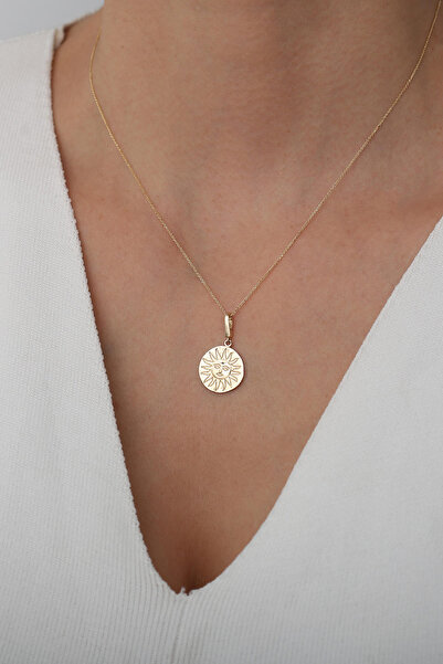 Bayar Gold 14 Ayar Altın Güneş Sikke Kolye