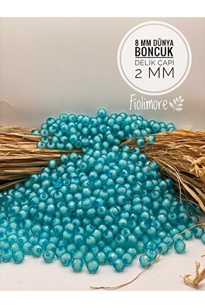 Fiolimore 95 Adet Turkuaz Dünya Boncuk İçten Boncuklu Bileklik Takı Tasarım Ç...