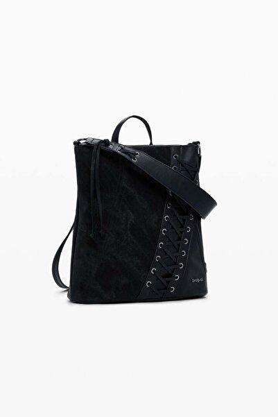 Desi Small corset-effect faux leather backpack