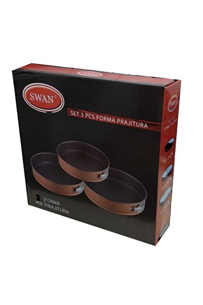 dealshopromania Set de 3 forme de tort antiaderente cu bază detașabilă, maro,...