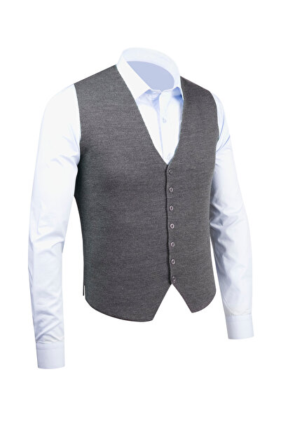 Çizgi Triko Ανδρικό πλεκτό αμάνικο γιλέκο με κουμπιά - 4241LS