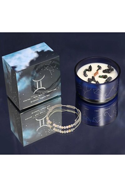 AW Gifts Crystal Candle and Gemstone Bracelet for Gemini