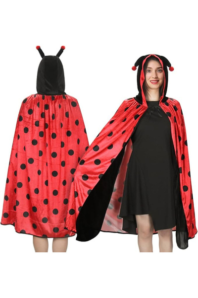 OEM Costum de carnaval pentru fete sau femei, tip pelerină, buburuză 100 cm