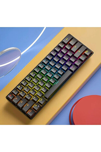 RabbitTech Blue Switch Mini Rgb Oyun Klavyesi Gaming Mekanik 62 Tuşlu 18 Rgb Led Usb Type-c Kablo