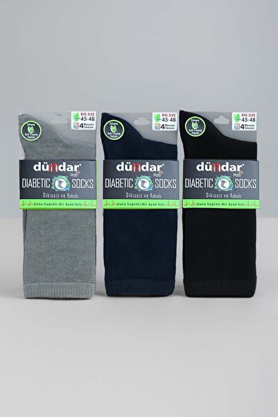 REMSA Unisex Large Size 45-48 Bamboo Socks Dündar Candy Socks 3 Pack Mixed Color Navy-Black-Grey