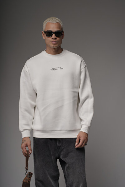 Butik Trend Biz Back Printed Oversized Crew Neck Men's Sweatshirt