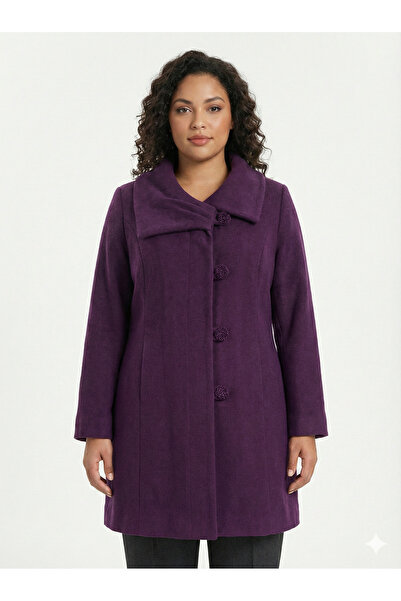 Roxxlen Palton clasic din pâslă cu buzunare de mărime mare