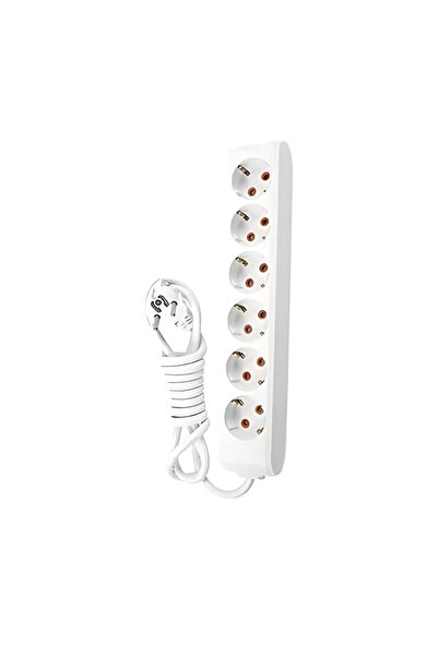 VİKO Altılı Çoklu Priz, Topraklı, Uzatma Kablosu, 6lı, 2m, Beyaz