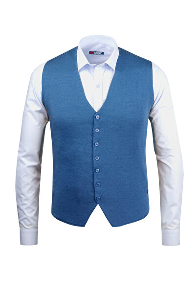 Çizgi Triko Ανδρικό πλεκτό αμάνικο γιλέκο με κουμπιά - 4241LS