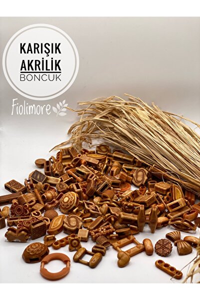 Fiolimore Akrilik Boncuk (50 Gram 115-130 Adet) Farklı Desen-Farklı Ölçü-Karı...