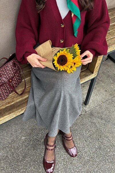 Ceylan Otantik Anthracite Stamp Pencil Skirt