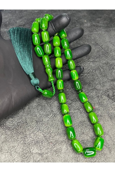 Mos Tespih مسبحة صلاة عنبرية مضغوطة ذات حجم كبير ومزينة بشراشيب