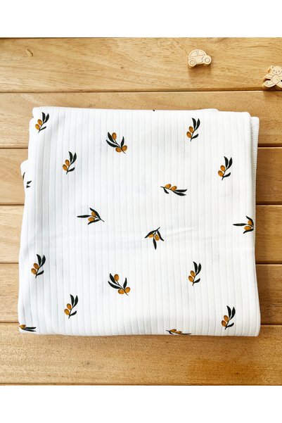 Seçkin Natural Olive Patterned Cotton 80×90 cm Double Layer Combed Cotton Baby Blanket