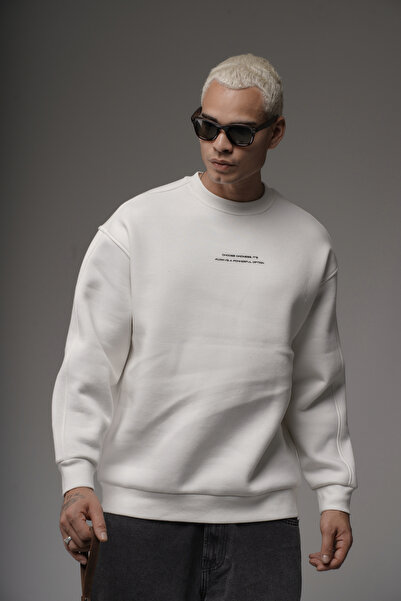 Butik Trend Biz Back Printed Oversized Crew Neck Men's Sweatshirt