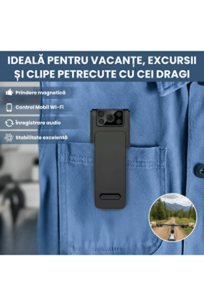 OferteTop Mini 2K Action Camera With Wi-Fi, App Control, Stabilization And Rotating Lens