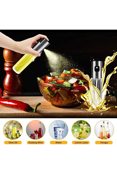 Bukate Sticla de Spray Ulei cu Palnie, Recipient Transparent, Inox, 100ml, Bukate®