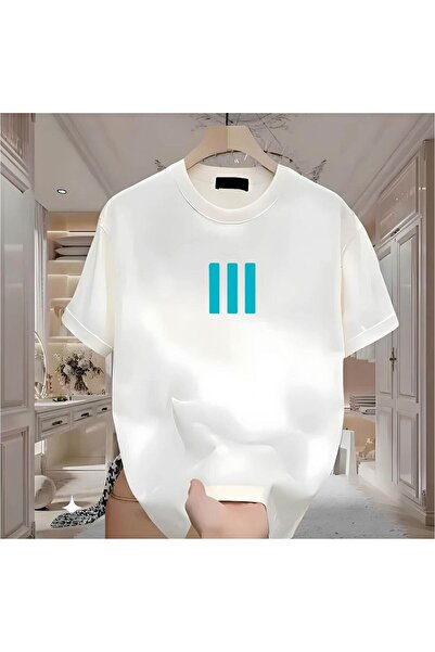 donamod Ανδρικό μπλουζάκι 3 ρίγες με τύπωμα σε λευκό μαύρο χρώμα