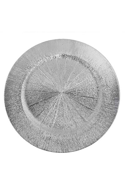 dealshopromania Farfurie decorativă rotundă din plastic argintiu cu model Ø 3...