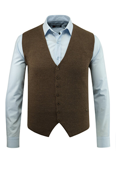 Çizgi Triko Men's Buttoned Sports / Regular Knitwear Knitted Sleeveless Vest - 4241Ls