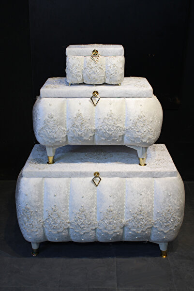 HUZUR ÇEYİZ Mimoza Model 3'lü Çeyiz Sandığı