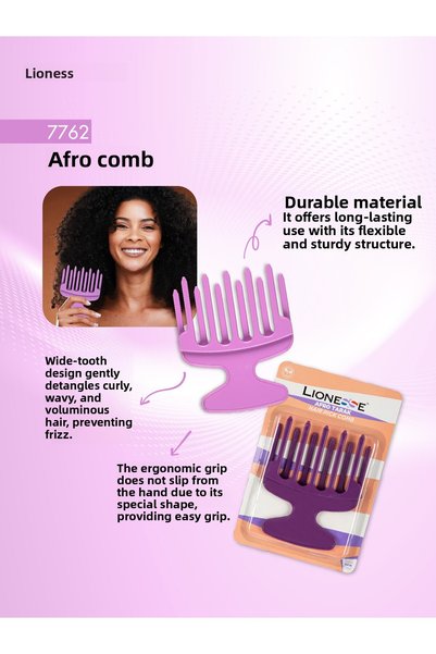 Lionesse Afro Comb 7762 - Wide Toothed, for Curly Thick Volume Hair